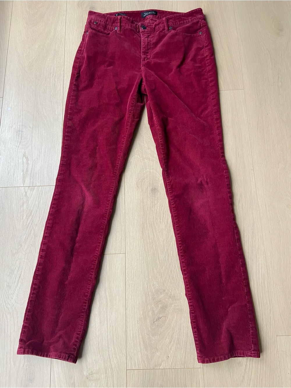 Talbots Flawless Five-Pocket Straight Corduroy Pants Corduroy Jeans Red Size 8